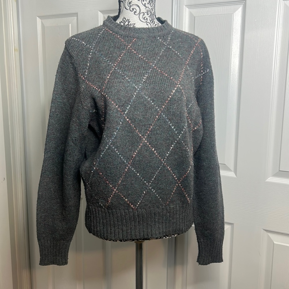 Vintage Izod Lacoste Gray Wool Blend Crew Neck Sweater M